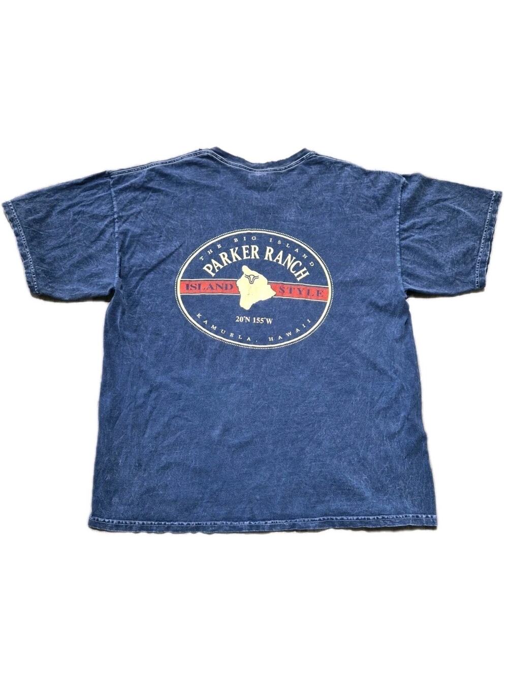 Vintage Mens XL Tshirt 1990s Parker Ranch Waimea Hawaii Acid Washed Surfer Style